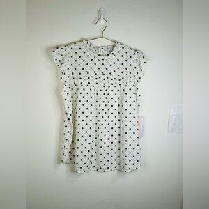 Sweet Rain Women’s 1X Polka Dot Ruffle Sleeve Blouse Flowy Lightweight Plus Size